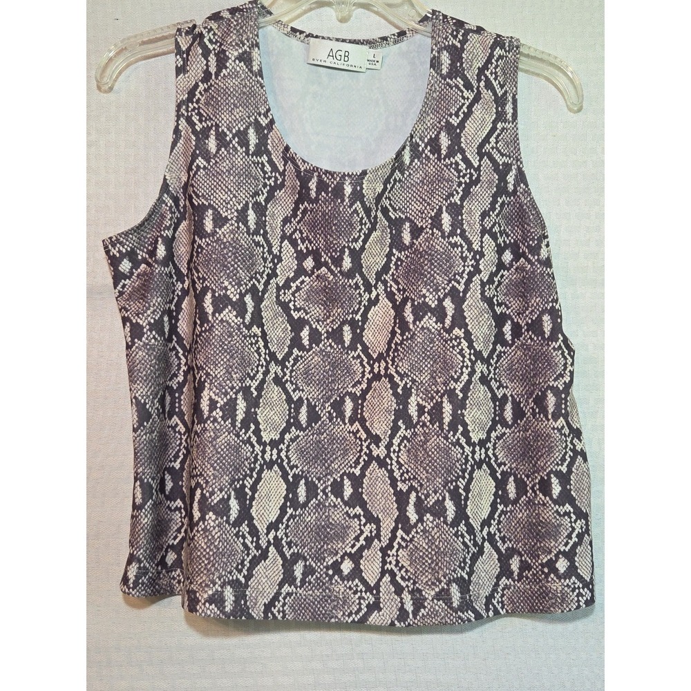 AGB Byer California Womens Large‎ Gray Snake Reptile Print Sleeveless Blouse Top